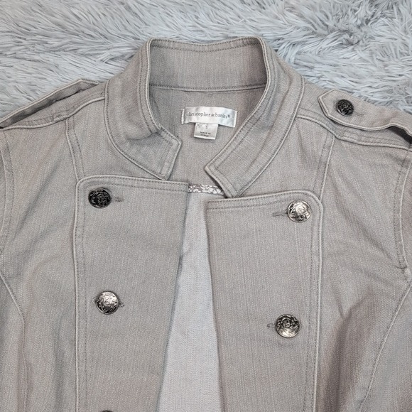 Christopher & Banks Jacket Womens S Gray Denim Open Front Casual Comfort Pockets - Picture 9 of 10